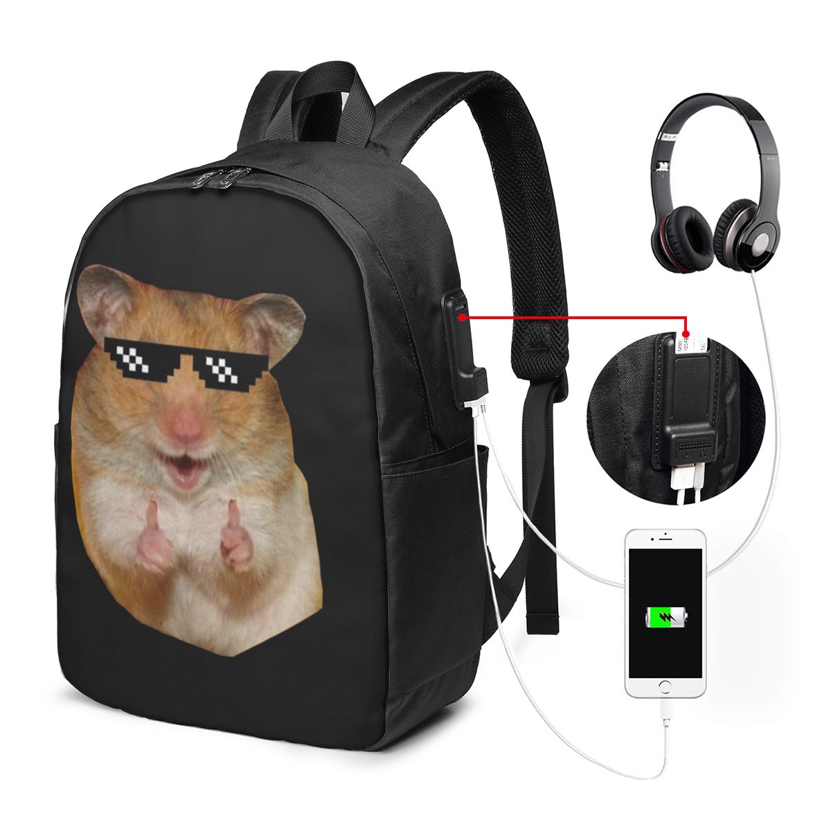 Women'S Bag - 재미있는 햄스터 배낭 여행 노트북 가방