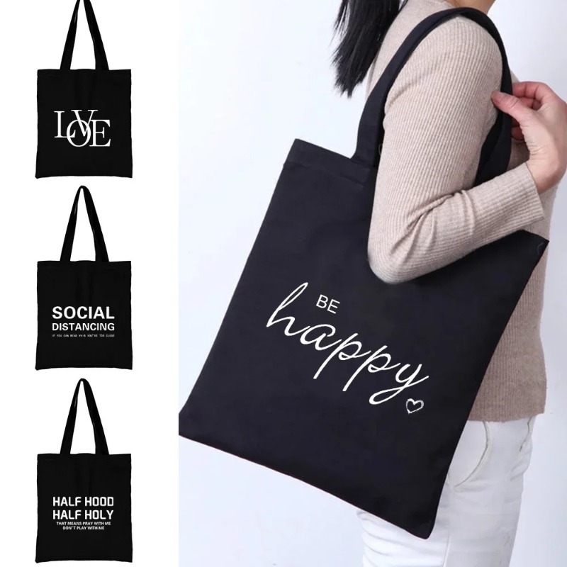 Women Bags Office - 카와이 만화 오렌지 고양이 프린트 블랙