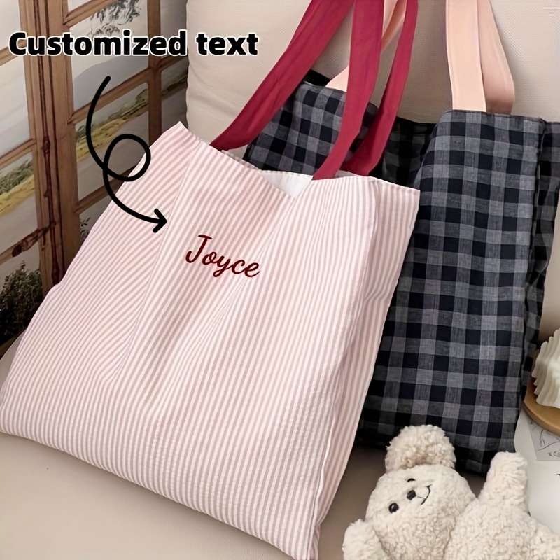 Women Bags Name - 사용자 정의 이름 자수 토트 백