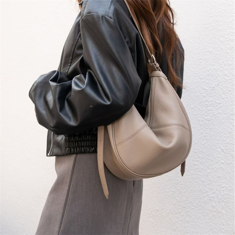 Women Bags Office - BURMINSA 여성용 정품 가죽 크레센트 호보