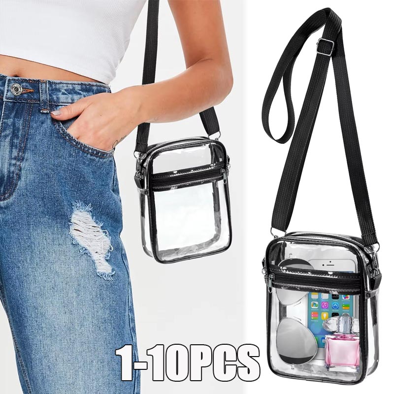 Women Bags And Purses - 1-10개 여성용 투명 크로스바디 백, 지퍼와