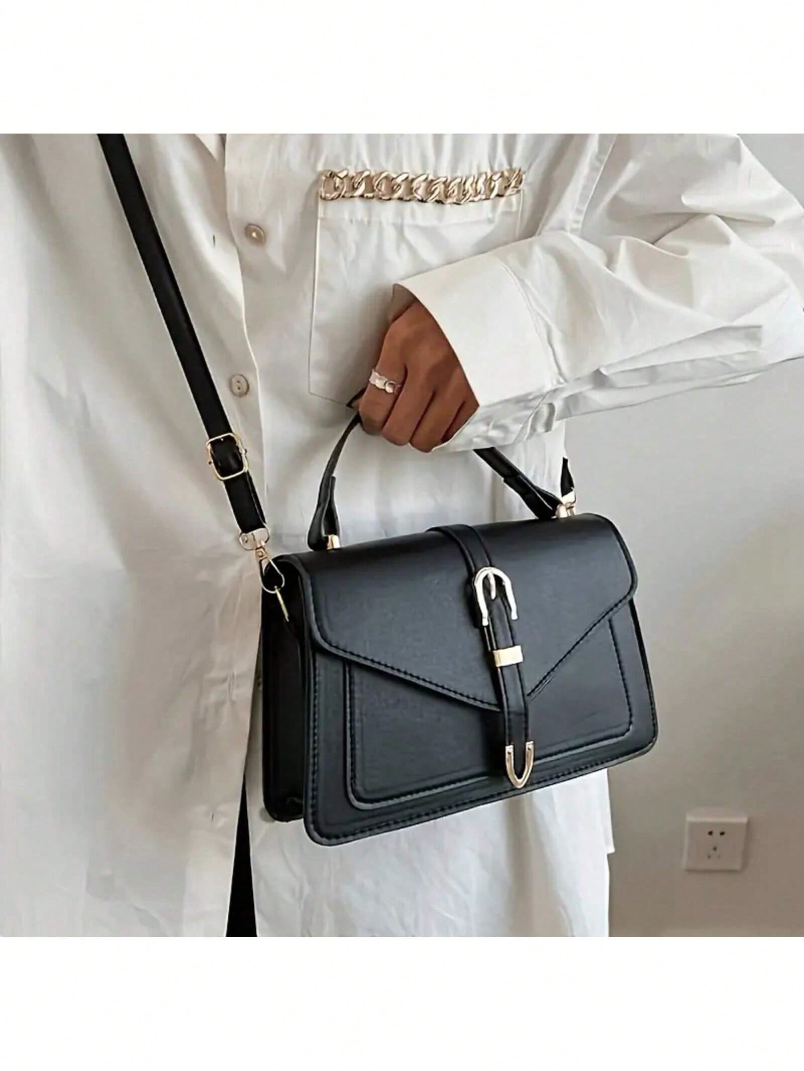 여성 PU 가죽 핸드백 우아한 플랩 스퀘어 숄더백 금속 - Women Bags Office 리뷰 및 가격