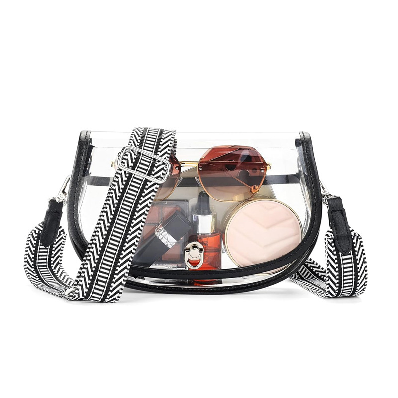 OUIO 전화 파우치 패션 클리어 PVC 새들 백 골드 - Women Bags And Purses 리뷰 및 가격