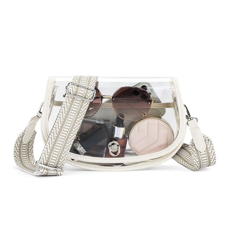 OUIO 전화 파우치 패션 클리어 PVC 새들 백 골드 - Women Bags And Purses 리뷰 및 가격