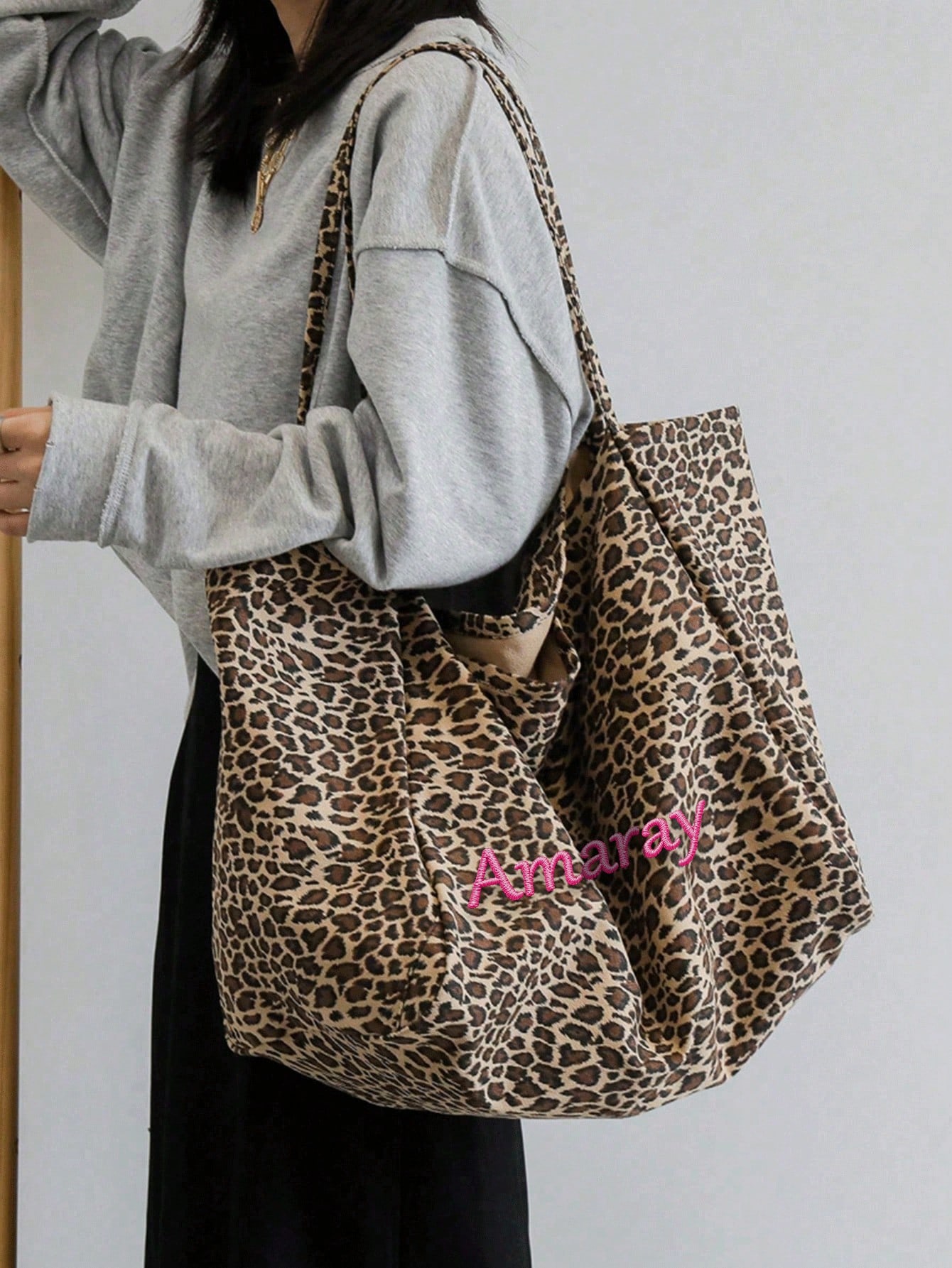 사용자 정의 이름 레오파드 프린트 토트 백 여성 대용량 - Women Bags Name 리뷰 및 가격