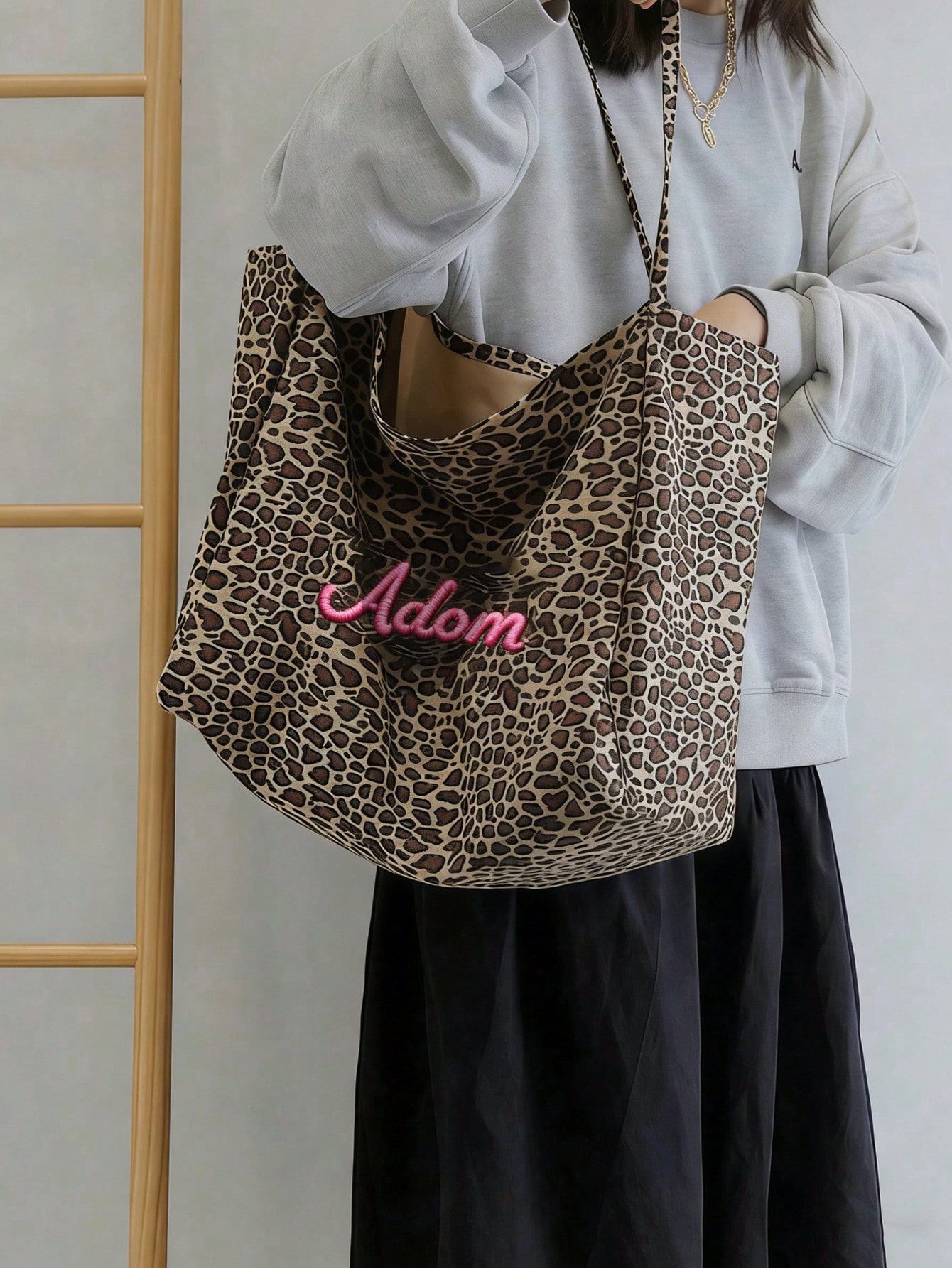 사용자 정의 이름 레오파드 프린트 토트 백 여성 대용량 - Women Bags Name 리뷰 및 가격