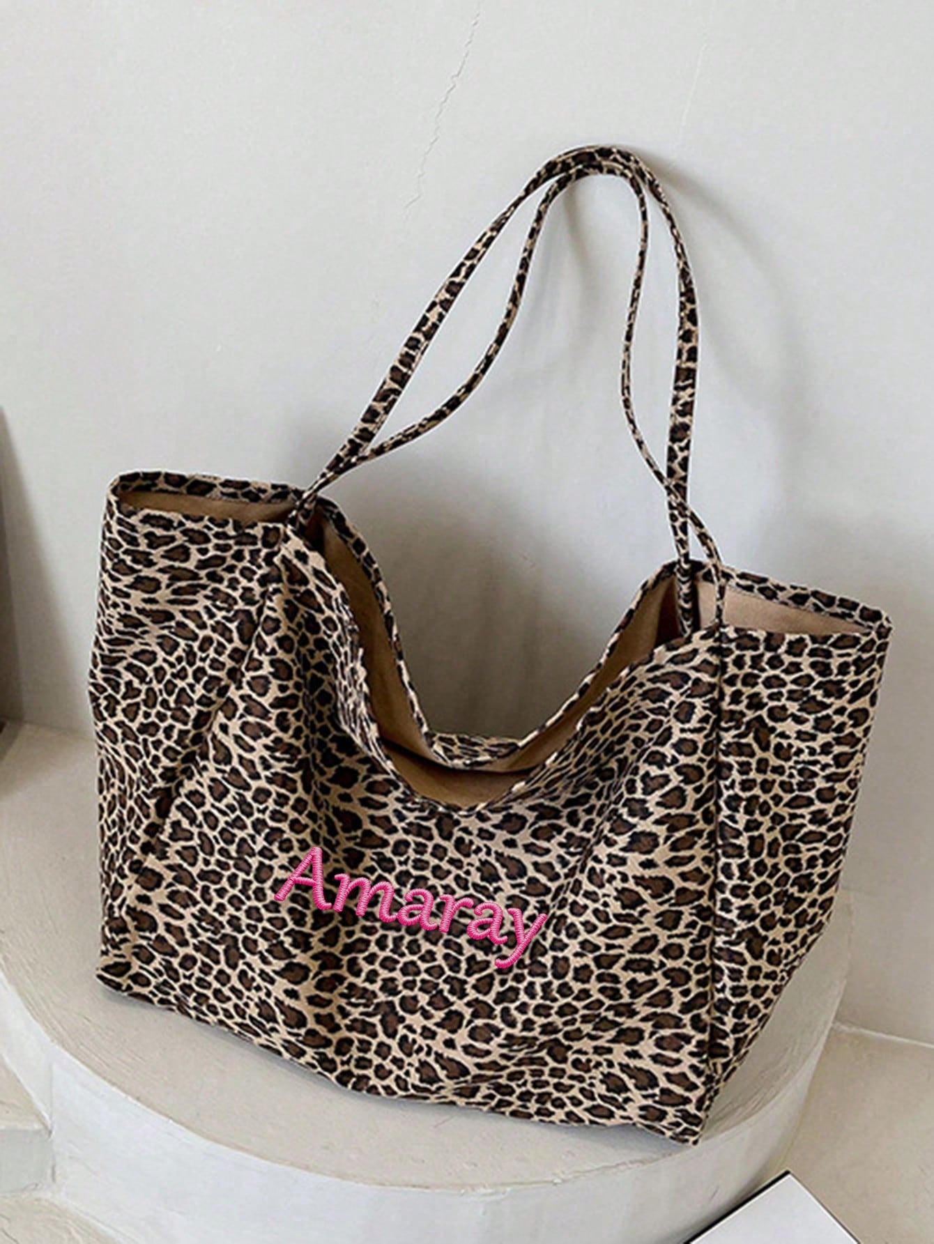사용자 정의 이름 레오파드 프린트 토트 백 여성 대용량 - Women Bags Name 리뷰 및 가격