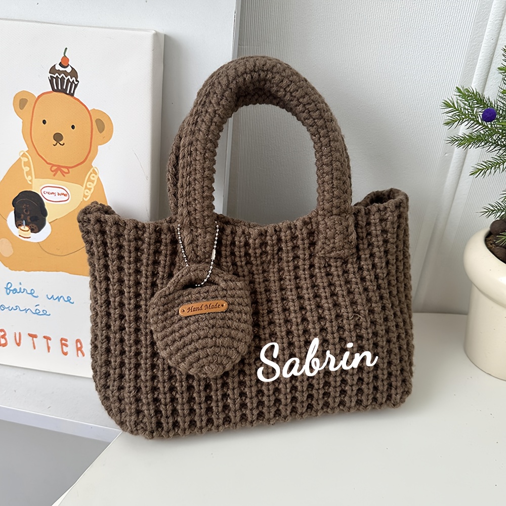 맞춤 이름 니트 토트백 여성 수제 크로셰 숄더백 패션  - Women Bags Name 리뷰 및 가격
